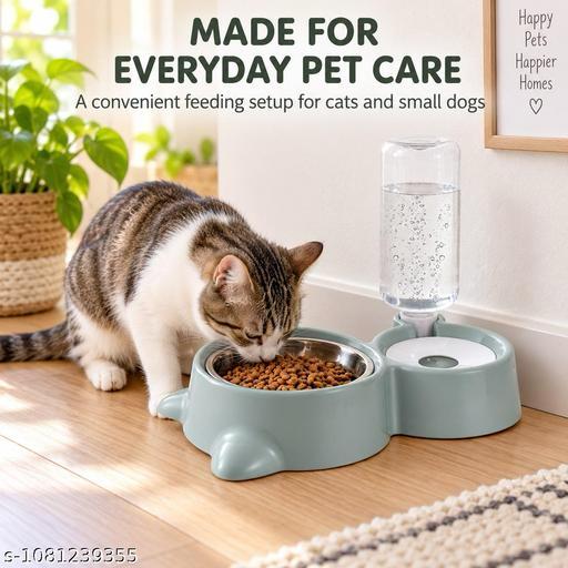 2-in-1 Pet Feeding Station – Food Bowl & Gravity Water Bowl for Cats & Small Dogs
