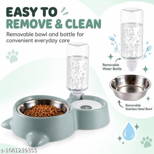 2-in-1 Pet Feeding Station – Food Bowl & Gravity Water Bowl for Cats & Small Dogs