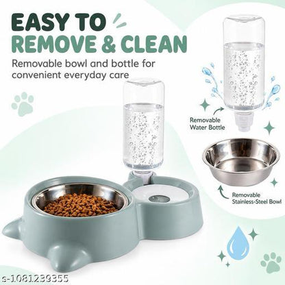 2-in-1 Pet Feeding Station – Food Bowl & Gravity Water Bowl for Cats & Small Dogs